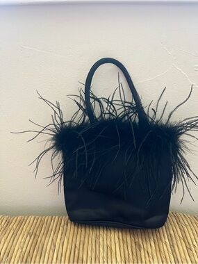 Black Feather Trim Mini Bag